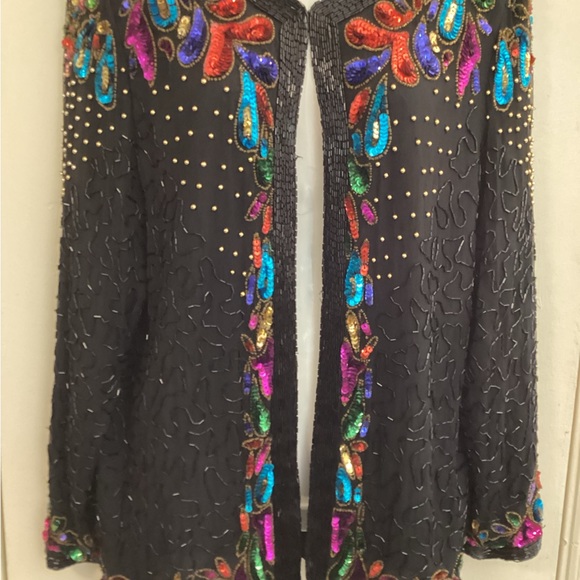 Fantasy by Lisa Kane Sequined Silk Jacket-size M - Picture 2 of 9